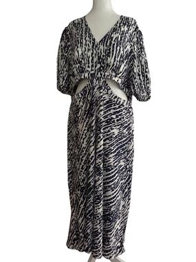 Sofía Vergara Navy & White Cutout Midi Dress